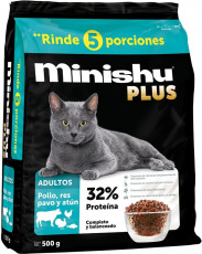 Minishu Plus Gatos Adultos - Pollo Res Pavo y Atún 0.1Kg